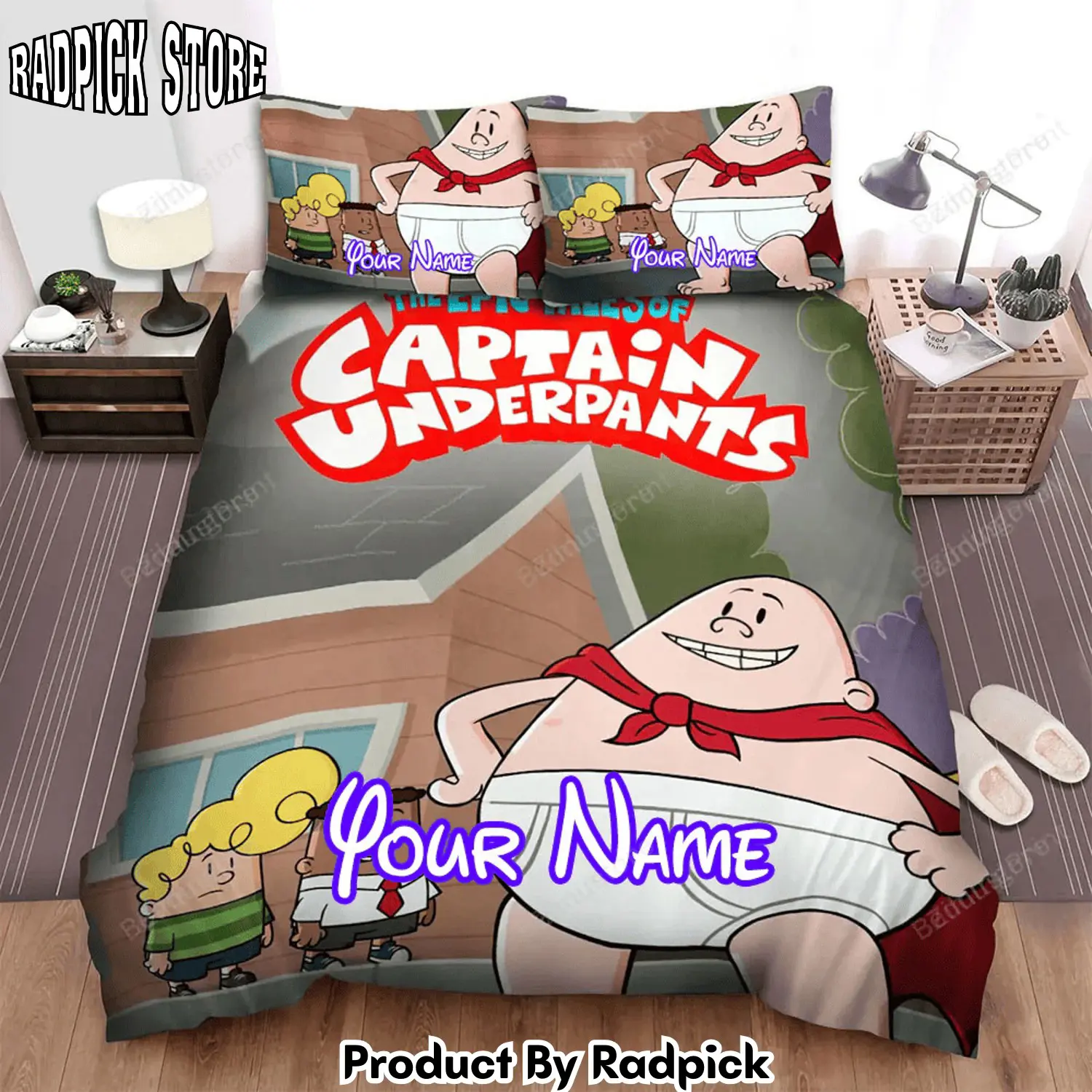 Radpick the epic tales of captain underpants main characters poster bed sheets spread duvet cover beddin rp3271291